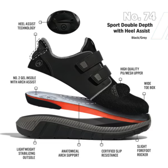 Anodyne No. 74 Men's Sport Double Depth w/ Heel Assist-Black Grey