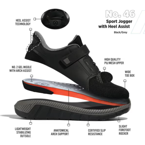 Anodyne No. 46 Men's Sport Jogger w/ Heel Assist-Black Grey